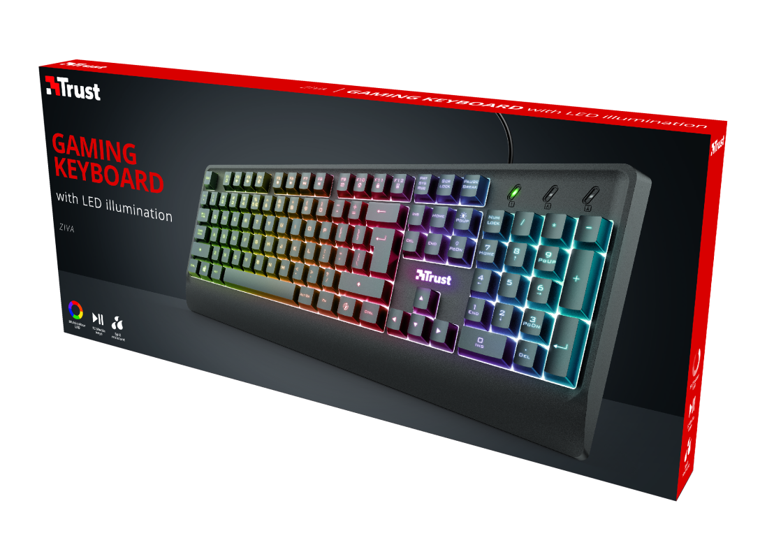 Teclado Gamer Trust Ziva Rainbow Led Negro – imagen 3