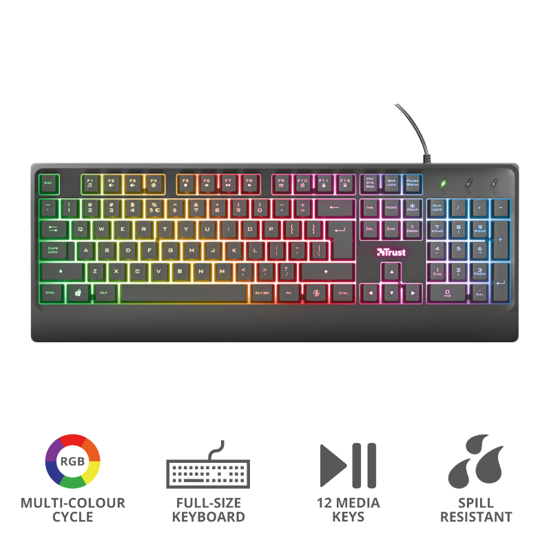 Teclado Gamer Trust Ziva Rainbow Led Negro – imagen 5