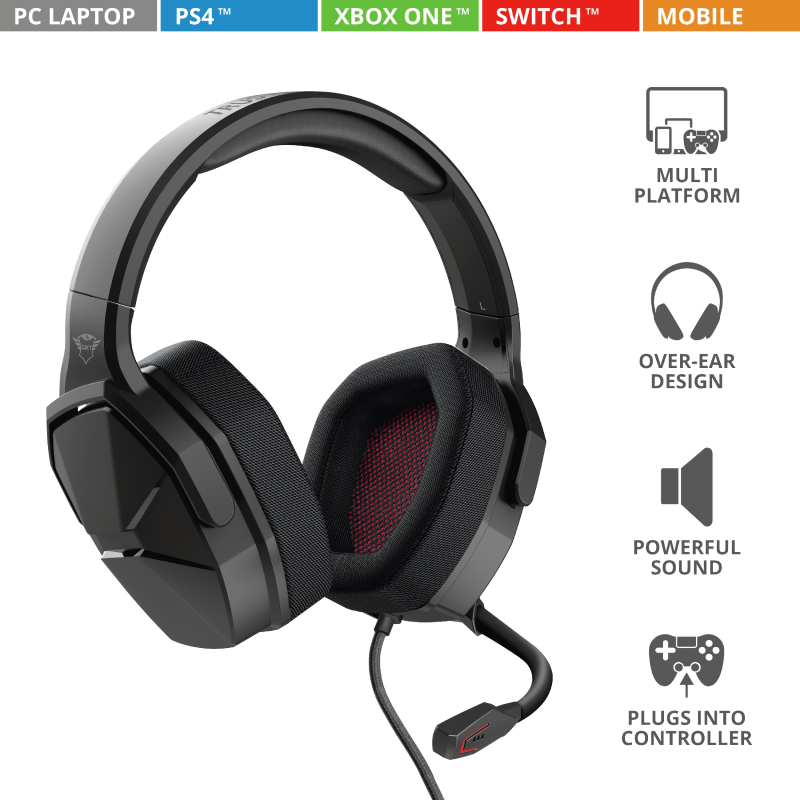 Audifonos Gamer Trust Gxt 4371 War Pc Ps4 Xbox Switch Negro – imagen 2