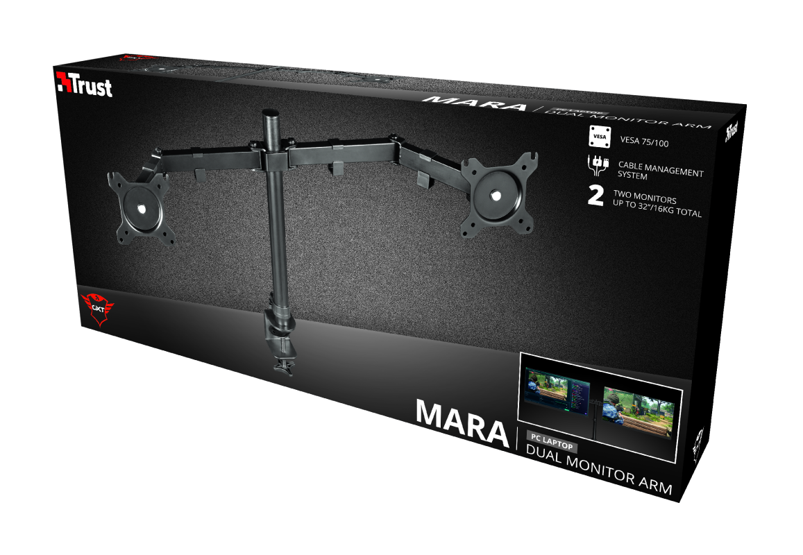 Soporte Para Monitor Trust Gxt 1120 Mara Dual Negro – imagen 7