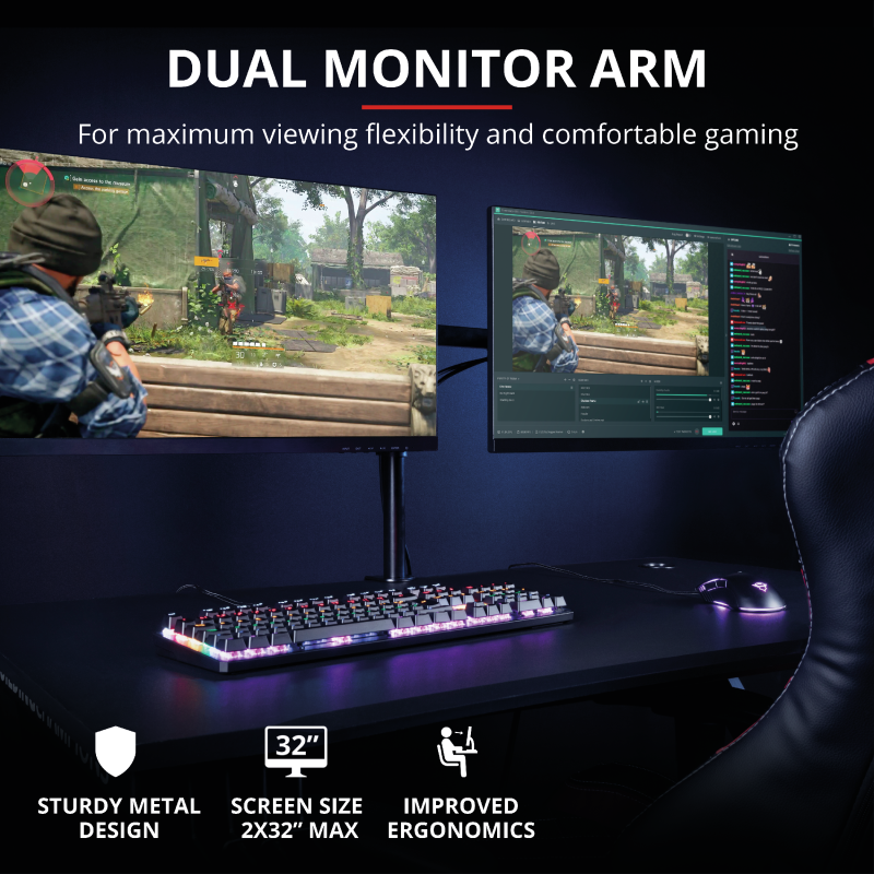 Soporte Para Monitor Trust Gxt 1120 Mara Dual Negro – imagen 5