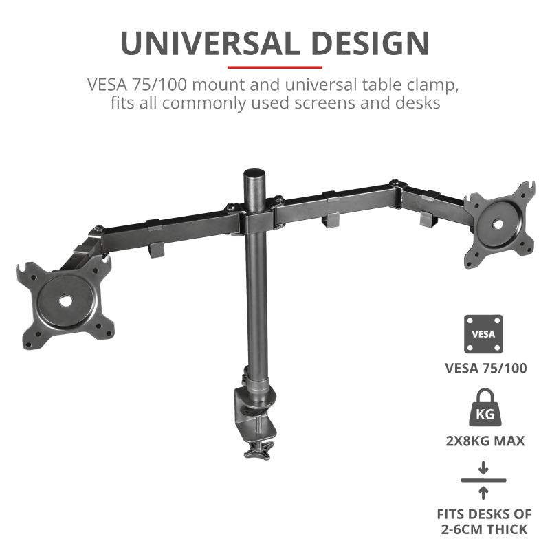 Soporte Para Monitor Trust Gxt 1120 Mara Dual Negro – imagen 6