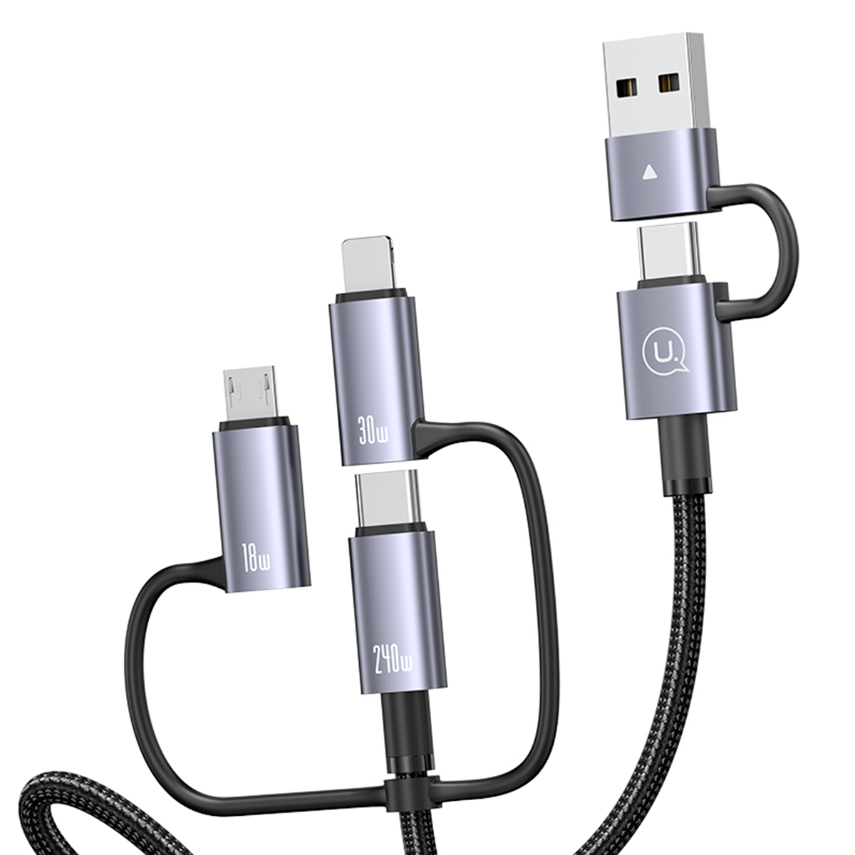 Cable 6 en 1 Usams Sj737 Trenzado 240w 1,2 Metros Negro