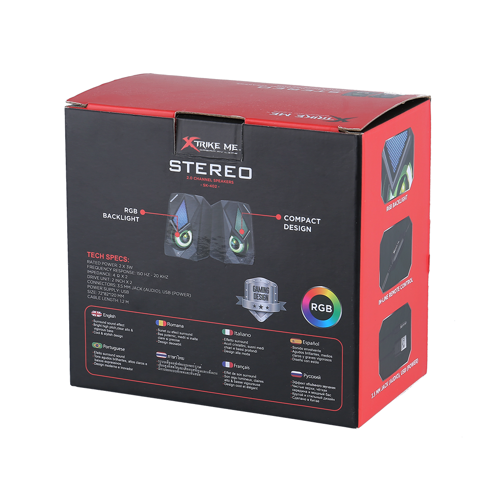 Parlantes Gamer Strike Me Sk402 Rgb Negro – imagen 2