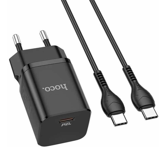 Cargador + Cable Tipo C Hoco N19 25w Negro