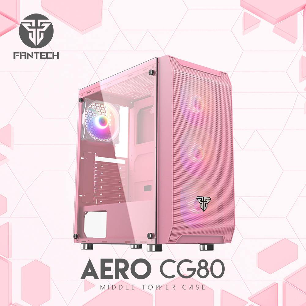 Gabinete Gamer Fantech Rgb Aero Cg80 Sakura Edition Rosado – imagen 2