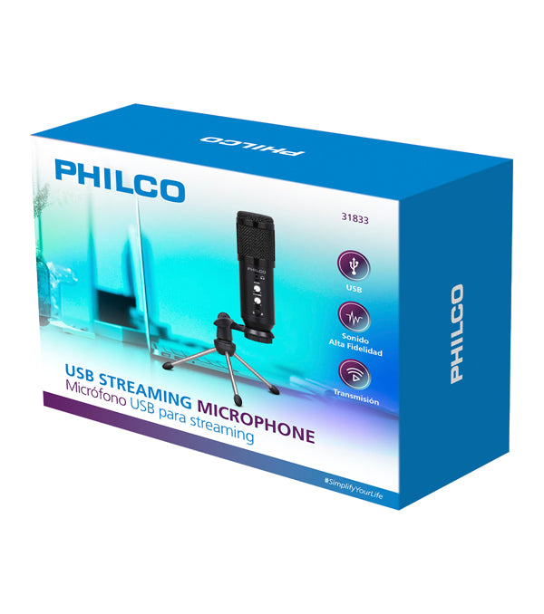 Micrófono Streaming Con Tripode + Anti Pop Philco Negro – imagen 2