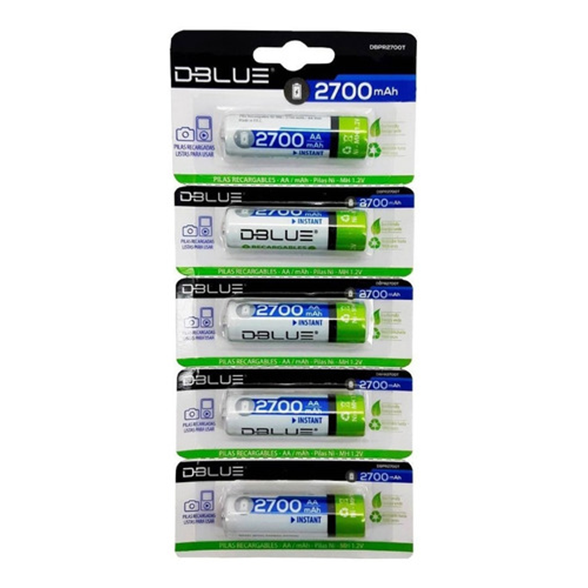 Pack 5 Pilas Recargables Aa Dblue 2700 Mah