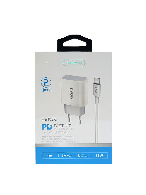 Cargador + Cable Tipo C Tranyoo Qc 3.0 18w Blanco – imagen 2