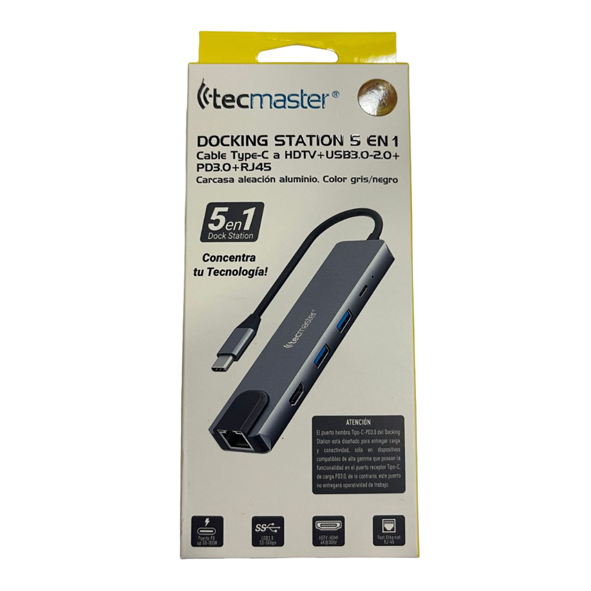 Adaptador Hub Tipo C 5 en 1 Tecmaster Gris – imagen 5