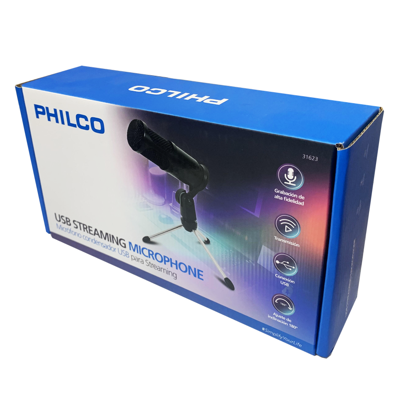 Micrófono Studio Usb Con Tripode Philco Negro – imagen 2