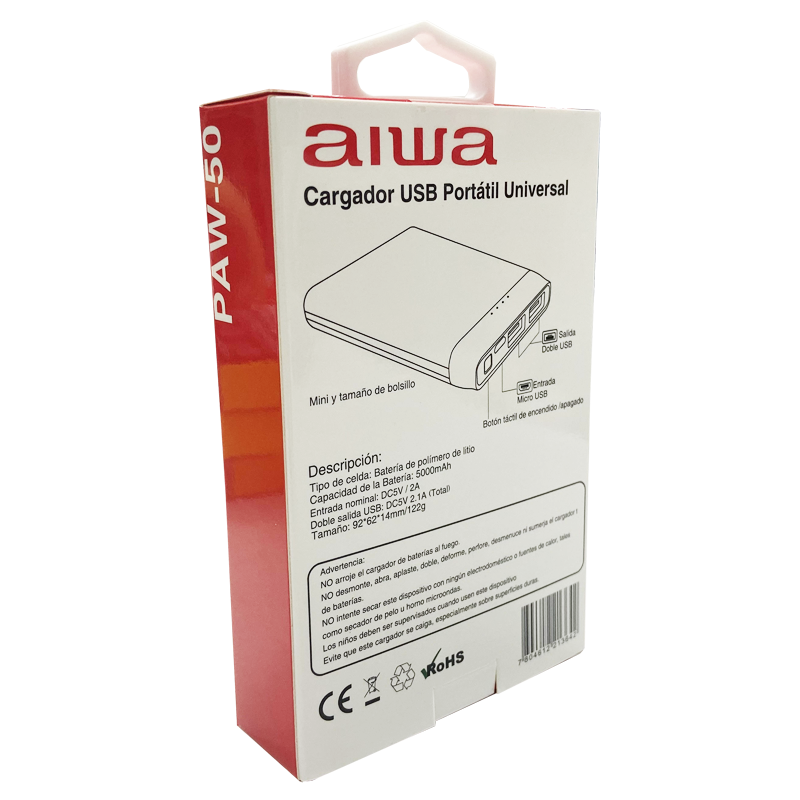 Powerbank Bateria Portatil 5000 Mah Aiwa Paw-50 – imagen 4