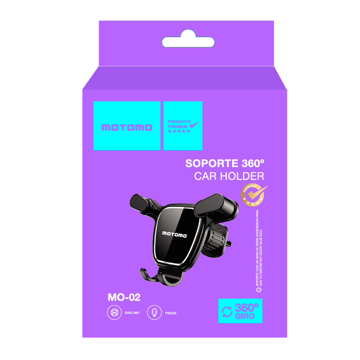Soporte Auto Giro 360 Motomo Mo-02 Negro – imagen 2