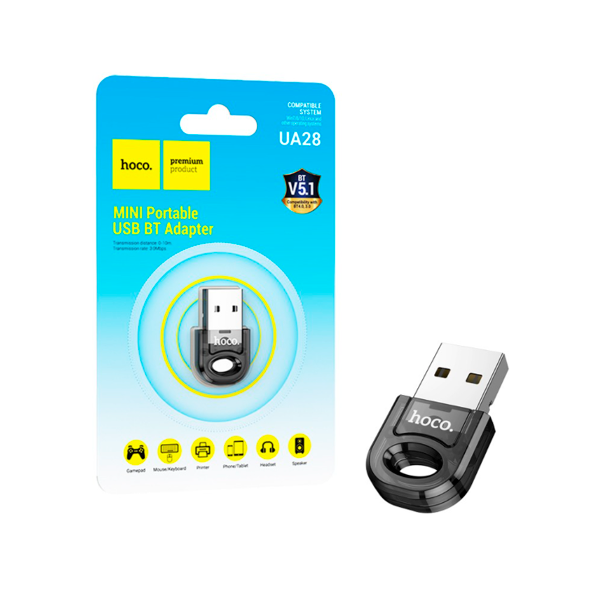 Adaptador Mini Transmisor Bluetooth Hoco ua28 Negro – imagen 2