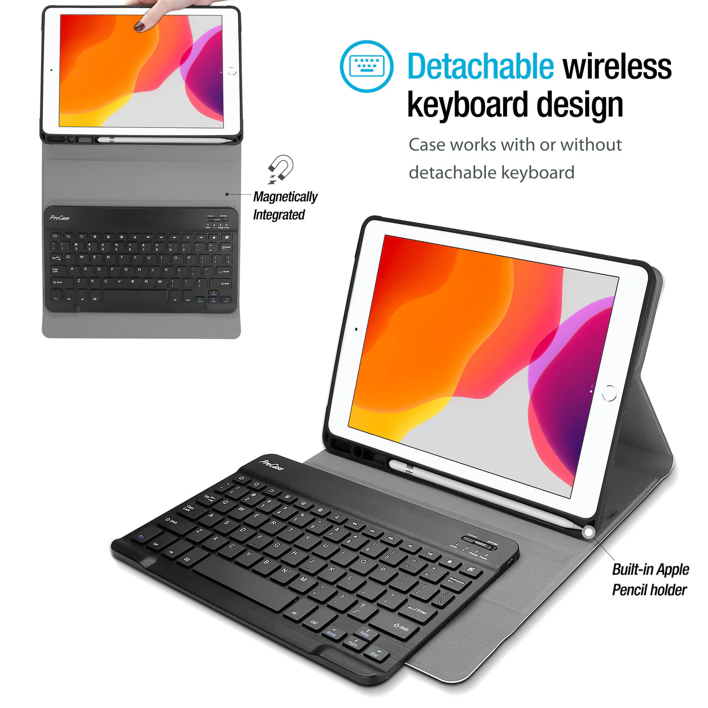 Carcasa Flip Cover + Teclado Inalambrico Para Ipad Air 11 2024 Negro – imagen 3