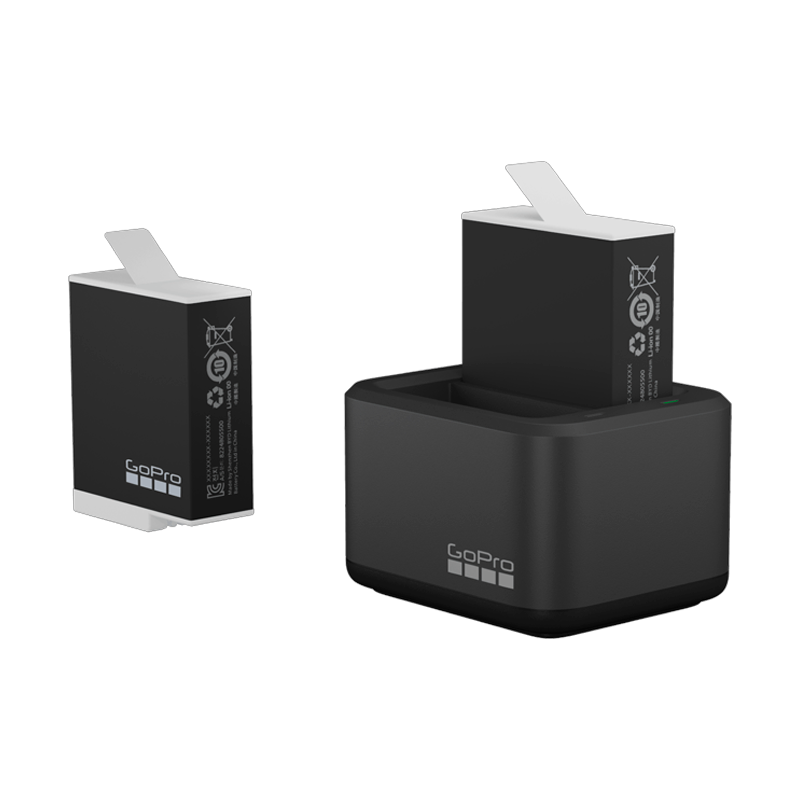 Cargador De Bateria Dual Gopro Hero 9 10 11 12 + 2 Baterias Enduro Negro