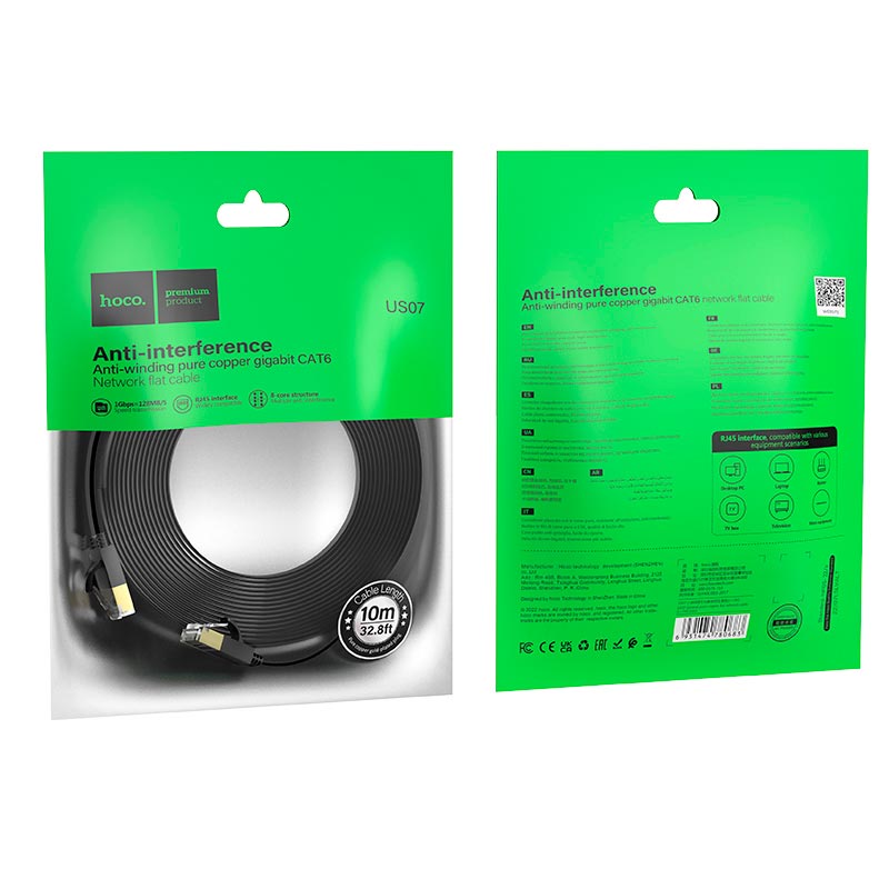 Cable De Red Rj45 Cat 6 Hoco Us07 10 Metro Negro – imagen 2