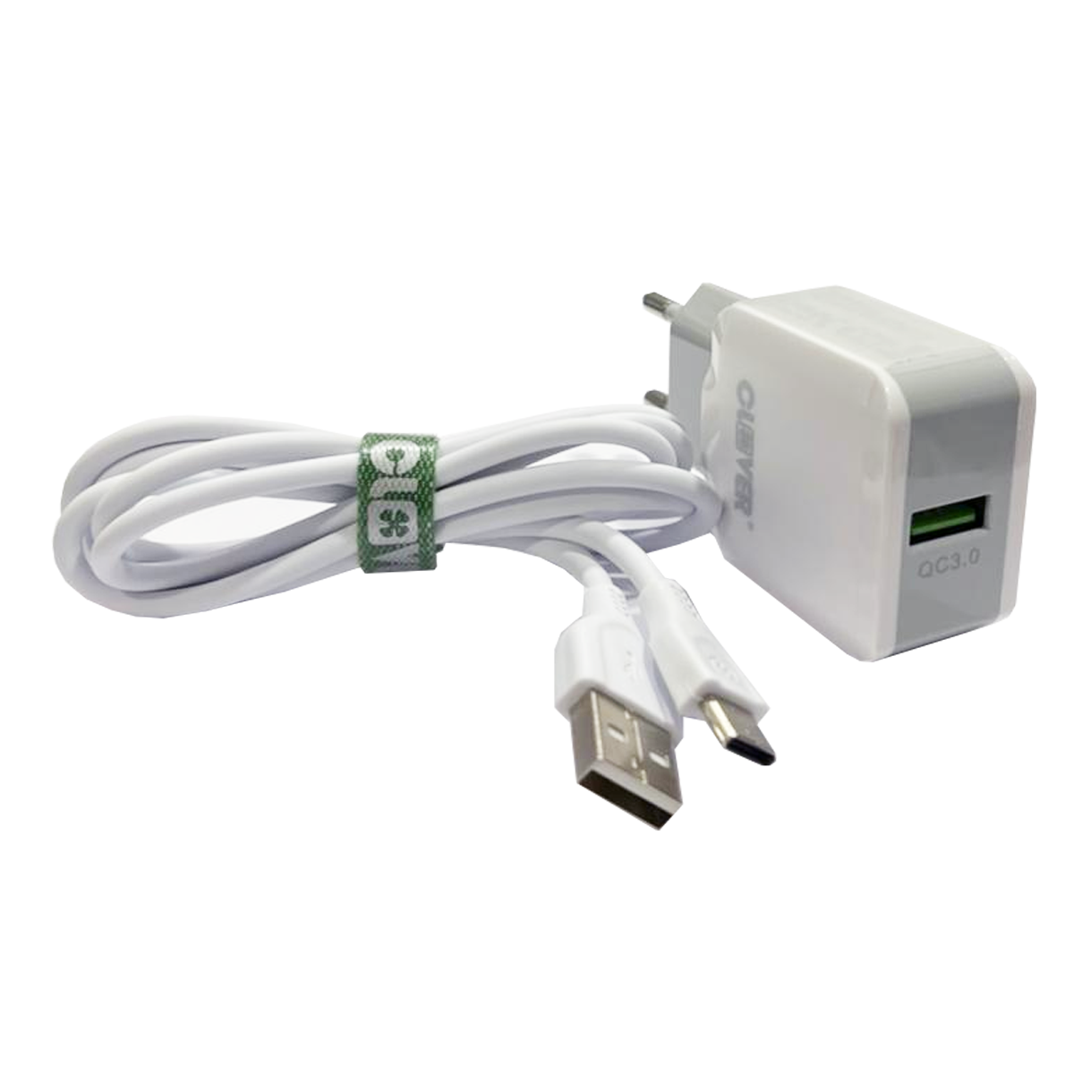 Cargador Clover Usb QC 3.0 + Cable Micro Usb 1.2m Blanco