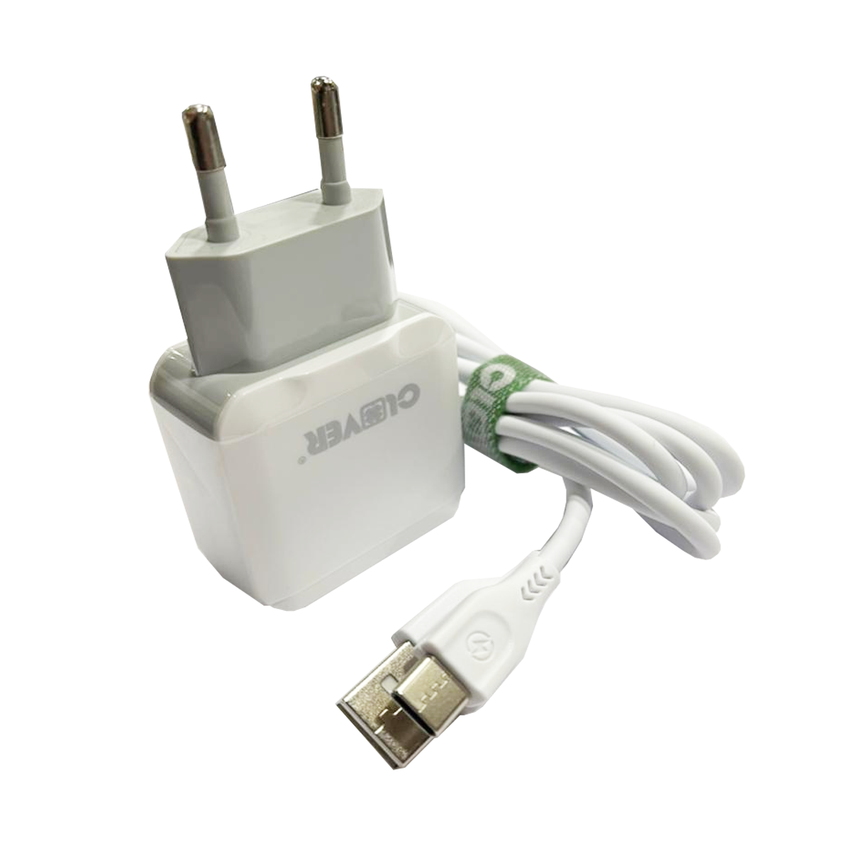 Cargador Clover Usb QC 3.0 + Cable Tipo C 1.2m Blanco