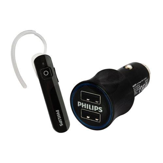 Audífono Manos Libres Bluetooth Philips Shb1613 + Cargador Auto