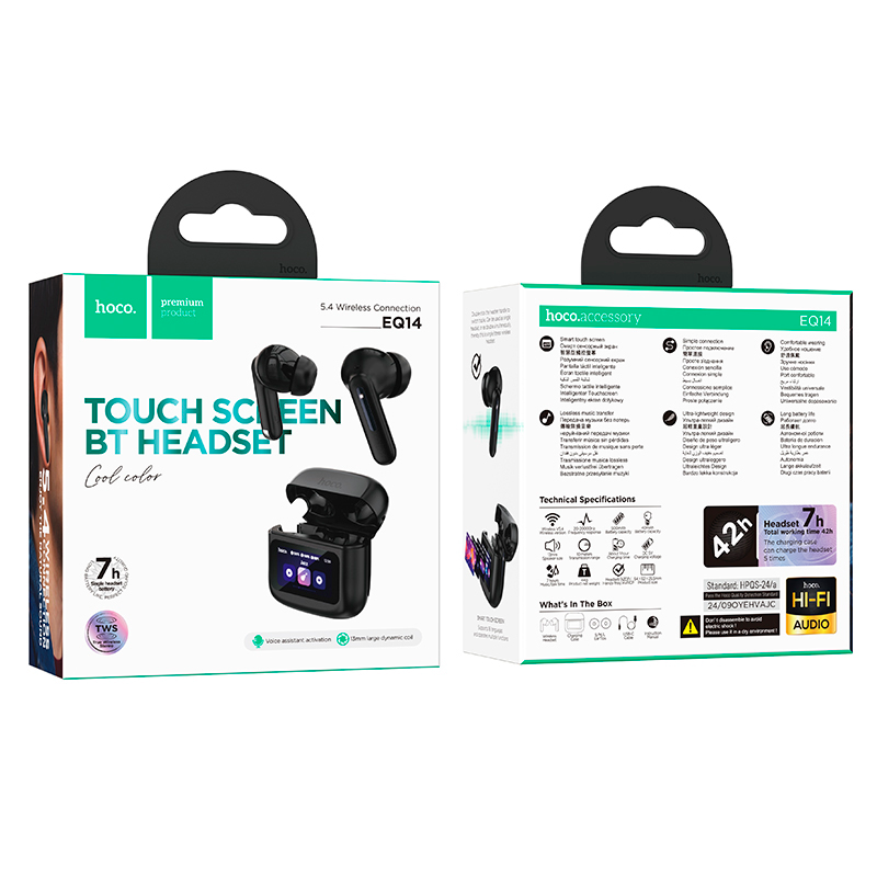 Audífonos Bluetooth Hoco Tws Eq14 Cool Con Pantalla Negro – imagen 3