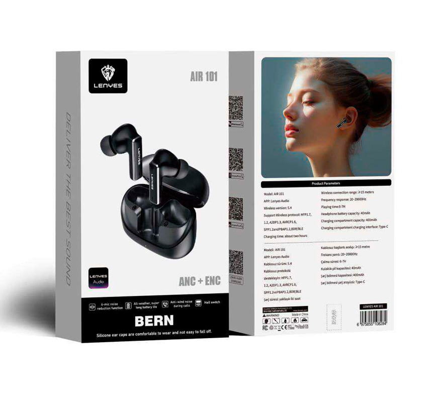 Audífonos In Ear Bluetooth Lenyes Air 101 Anc + Enc Negro – imagen 3
