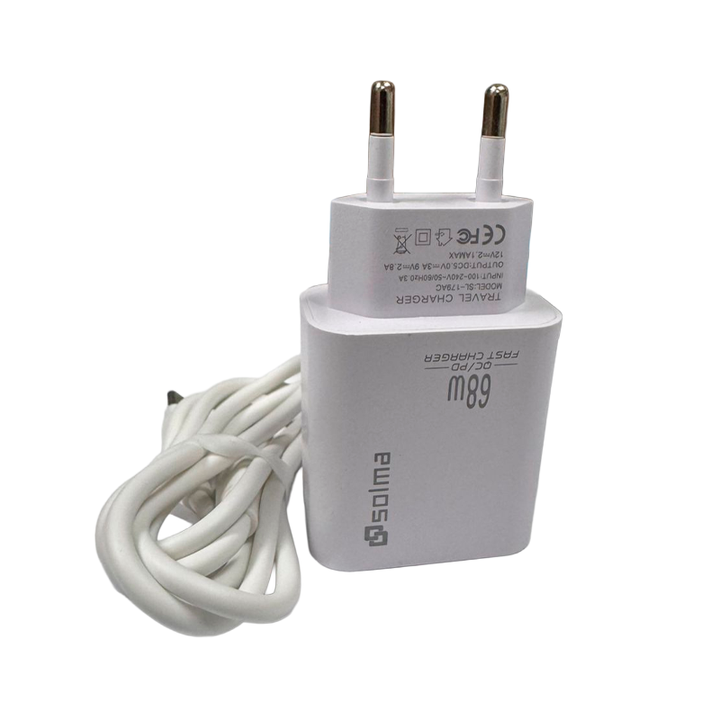 Cargador Carga Rapida Solma 68w Dual + Cable Tipo C Blanco – imagen 3