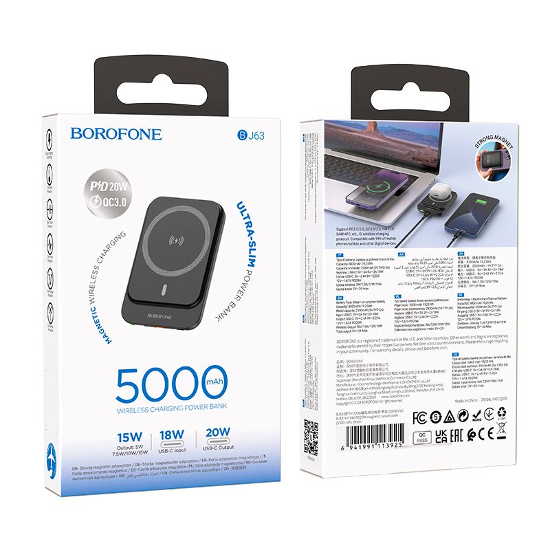 Powerbank Carga Rapida Magnetica Borofone Bj63 5000 Mah Negro – imagen 3