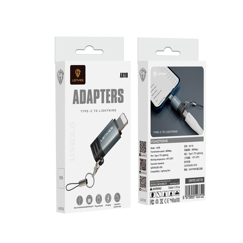 Adaptador Tipo C Para Lightning Lenyes Ax118 Gris – imagen 3