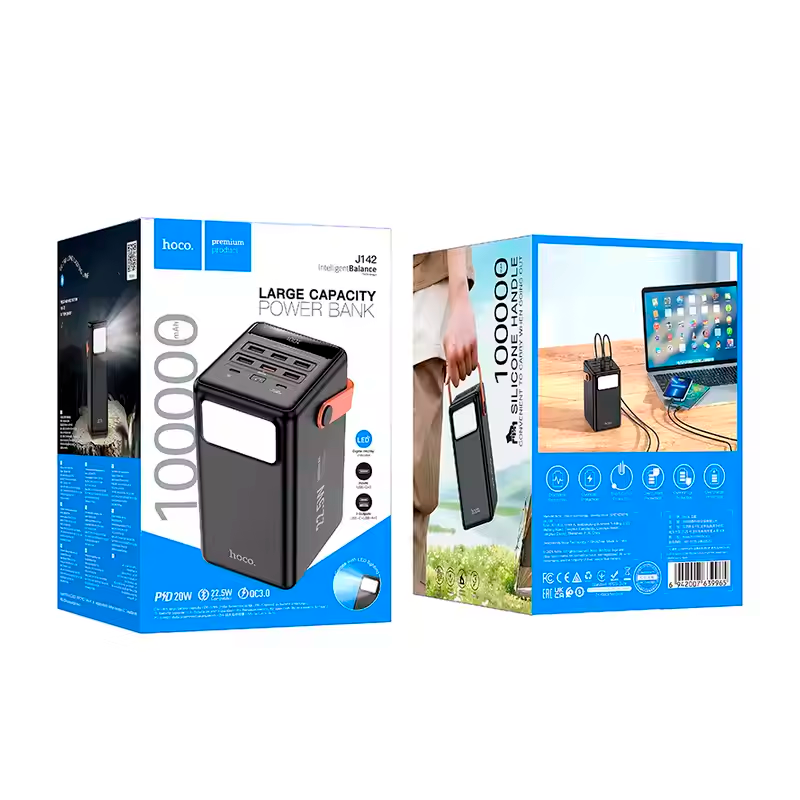 Powerbank Carga Rapida Hoco J142 100000 Mah Surpass Negro – imagen 3
