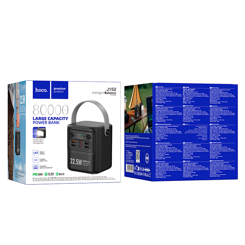 Powerbank Carga Rapida Hoco J152 80000 Mah Tough Negro – imagen 3