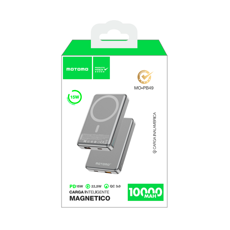 Powerbank Magsafe Motomo Pb49 10000 Mah Gris – imagen 3