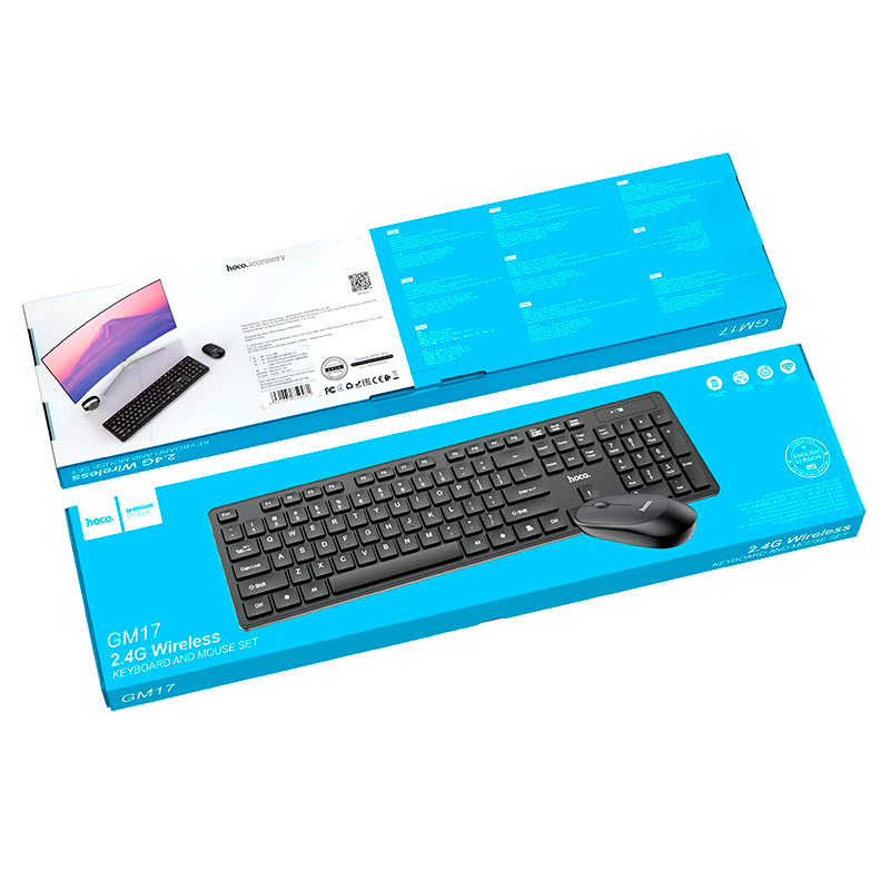 Kit Teclado y Mouse Inalambrico Hoco Gm17 Negro – imagen 2