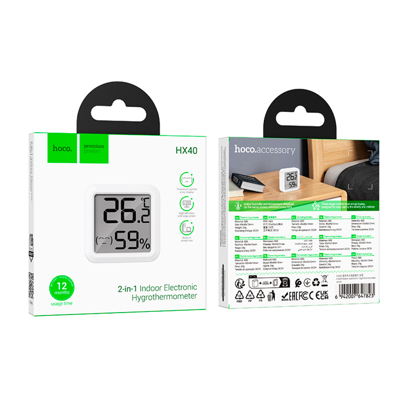 Higrotermometro Interior Hoco Hx40 Blanco – imagen 3