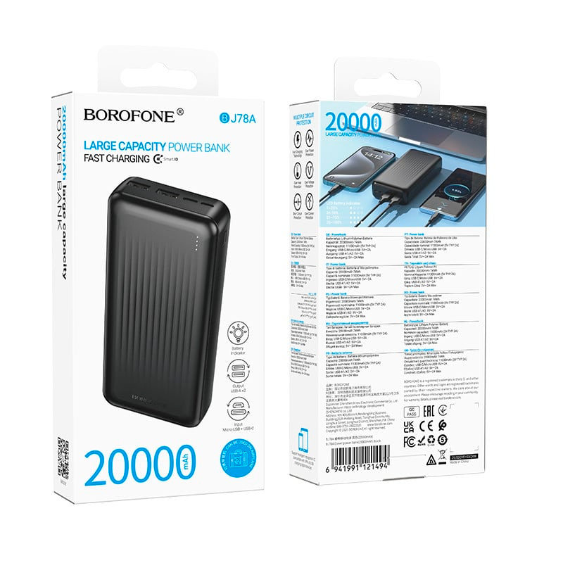 Powerbank Carga Rapida Borofone Bj78a Clever 20000 Mah Negro – imagen 3