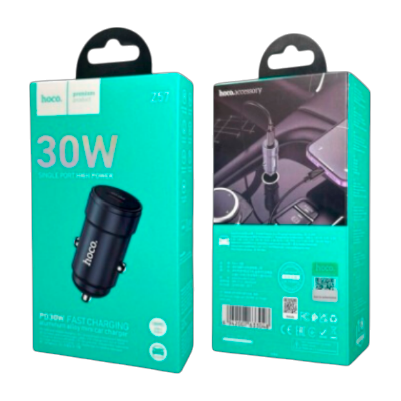 Cargador De Auto Usb Tipo C Hoco Z57 30w Negro