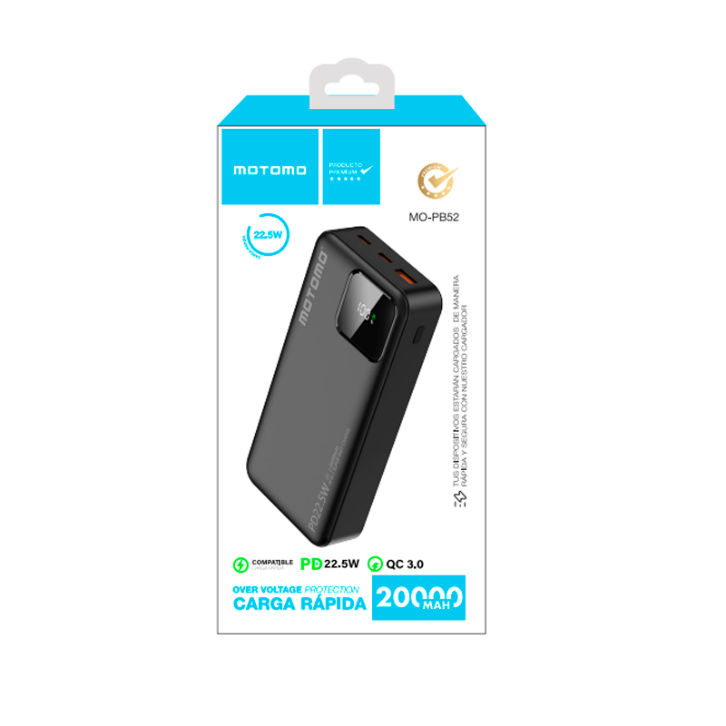 Bateria Portatil Powerbank Motomo Pb51 20.000 Mah Negro – imagen 3