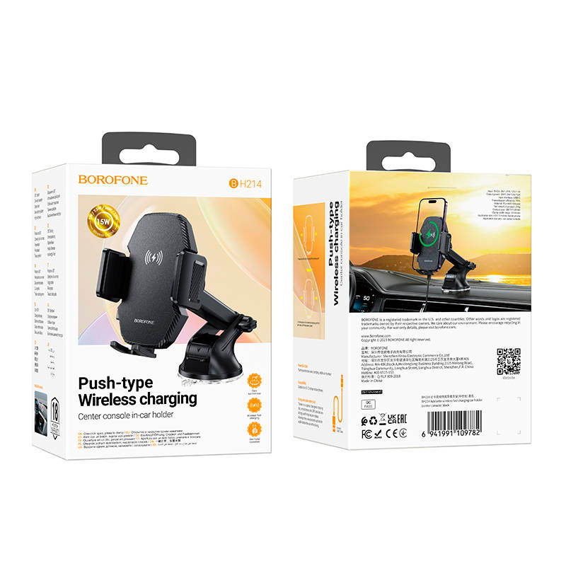 Soporte De Auto Tablero Parabrisas Carga Inalambrica Bh214 Negro – imagen 3