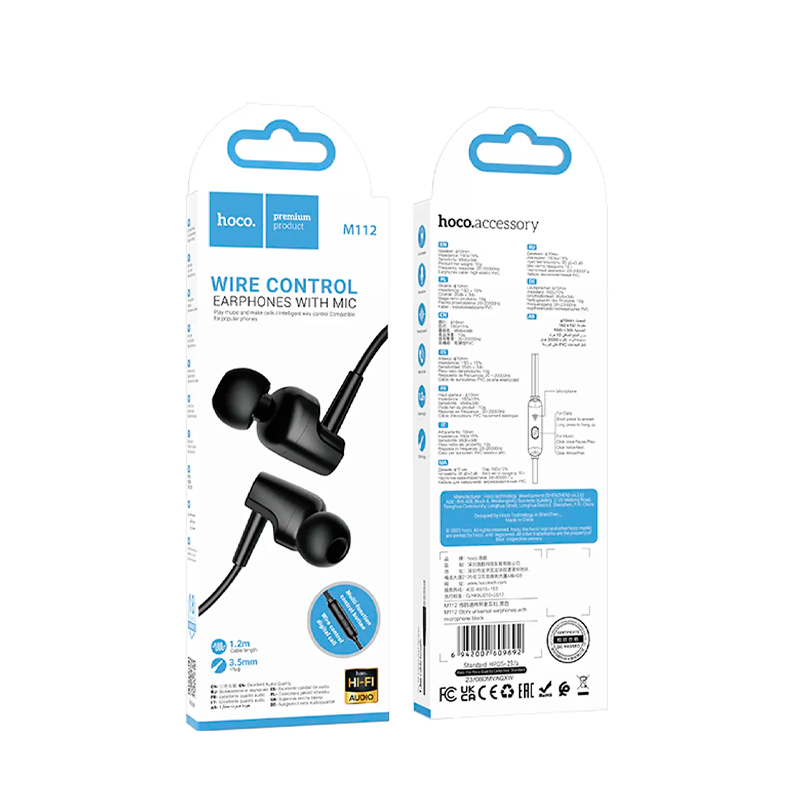 Audífonos In Ear Hoco M112 Story 3.5mm Negro – imagen 3