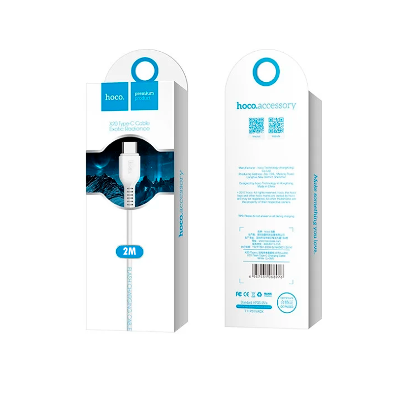 Cable Usb a Tipo C Hoco X20 Flash 2 Metros Blanco – imagen 3