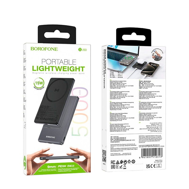Powerbank Carga Rapida Borofone Bj50 5000 Mah 15w Gris – imagen 3