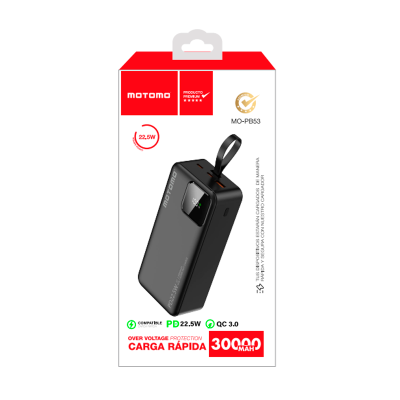 Bateria Portatil Powerbank Motomo Pb51 30.000 Mah Negro – imagen 3