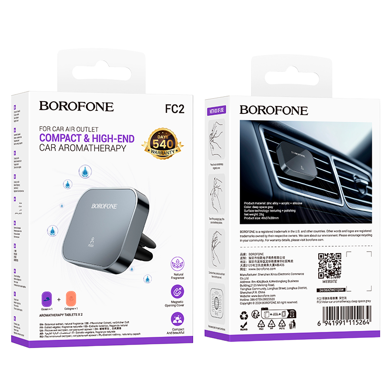 Aromatizador De Auto Para Rejilla Borofone Fc2 Gris – imagen 2