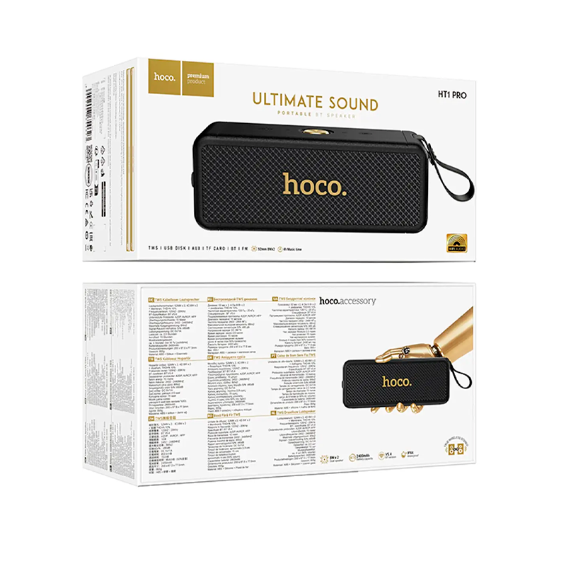 Parlante Bluetooth Hoco Ht1 Pro Marquis Fm Tf Tws Negro – imagen 3