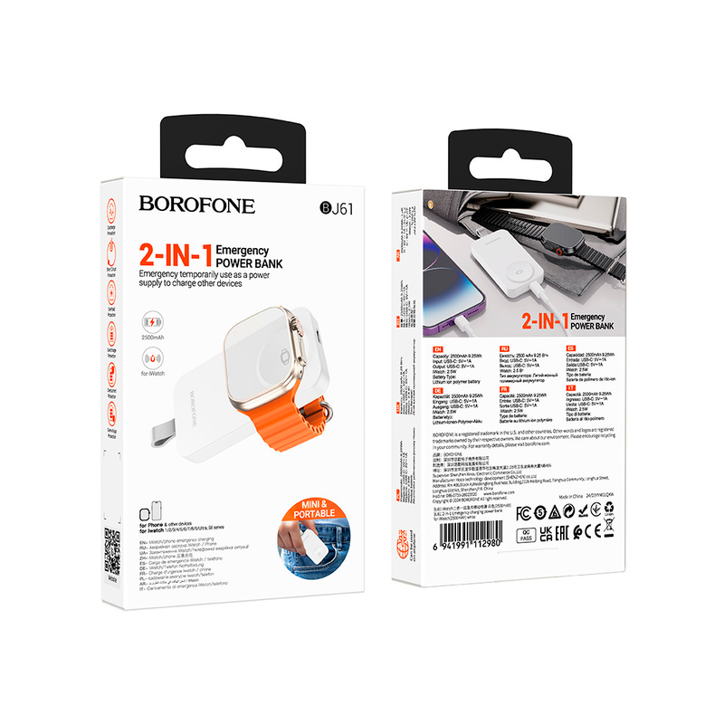 Powerbank Para Smartwatch Borofone Bj61 2500 Mah Blanco – imagen 3