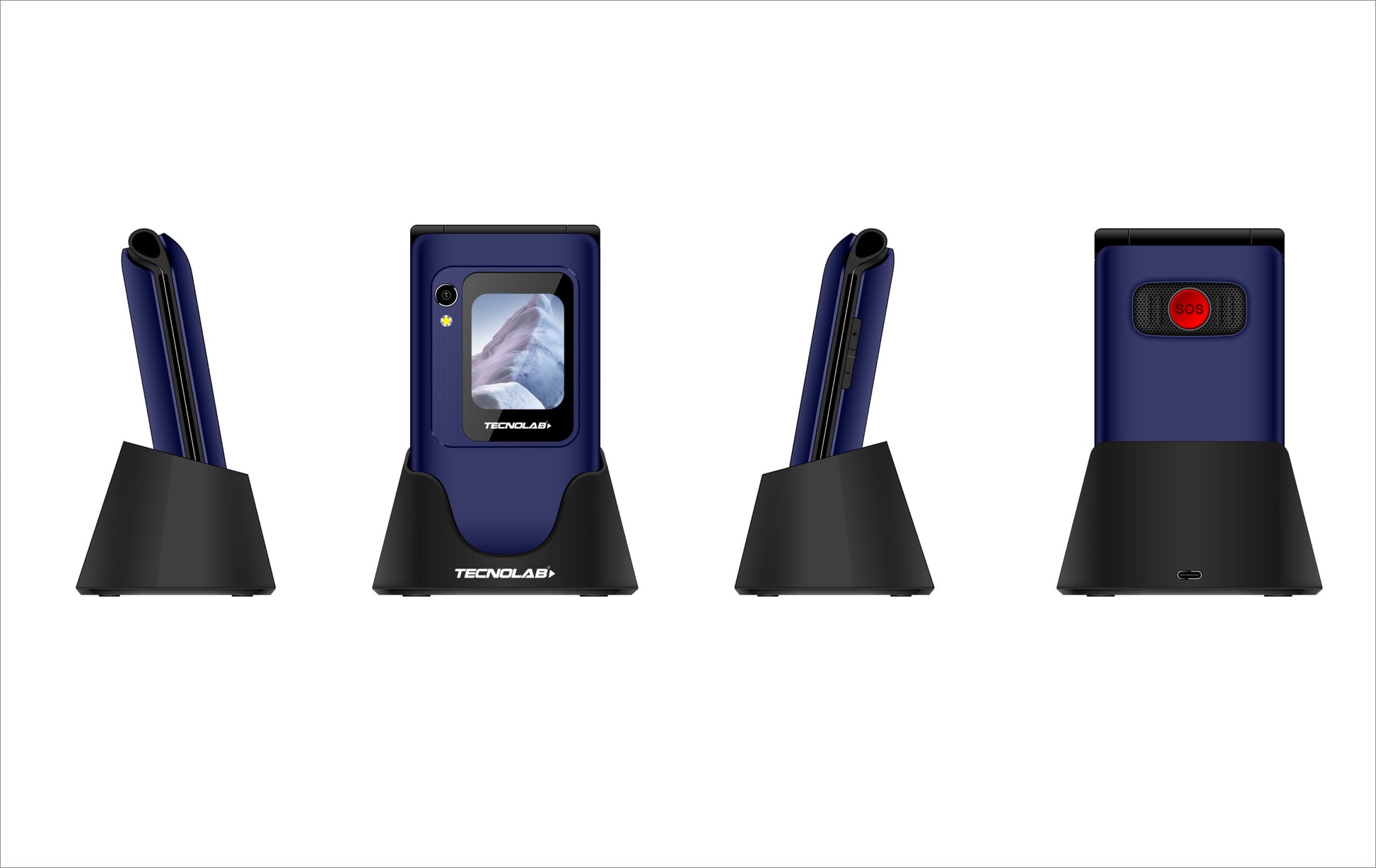 Teléfono Senior Tecnolab 4g Adulto Mayor Doble Pantalla Sos Azul – imagen 2