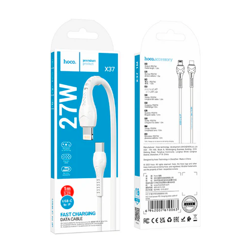 Cable Tipo C a Lightning 27w Hoco X37 Cool Power Blanco – imagen 3