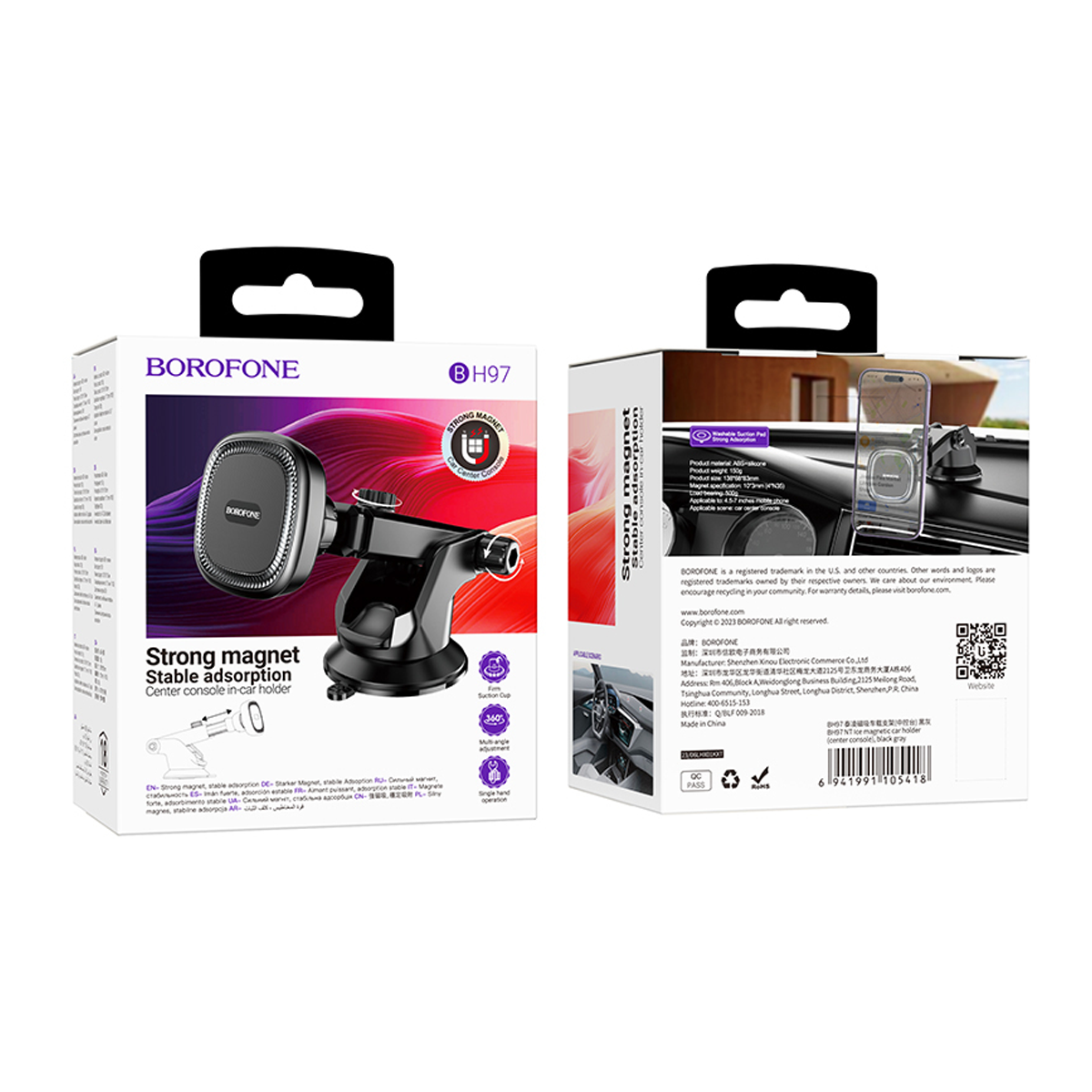 Soporte De Auto Tablero Parabrisas Borofone Bh97 Negro – imagen 3