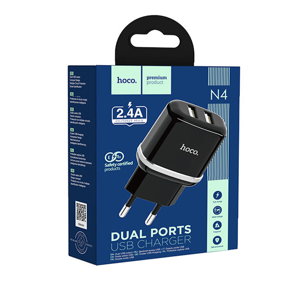 Cargador Hoco N4 Dual Usb Aspiring Negro – imagen 2