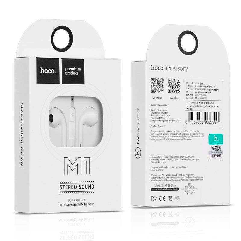 Audífonos In Ear 3.5mm Hoco M1 Blanco – imagen 3